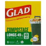 GLAD COMPOSTABLE BAGS TALL KC 10EA