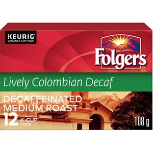 FOLGERS LIVELY COLUMBIAN DECAF 12EA