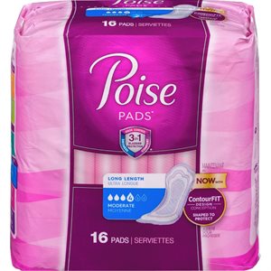 POISE PAD MOD XC REG 295568 16.000EA