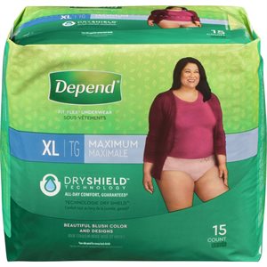 DEPEND UNDERWR WMN MAX ABS XL 15EA