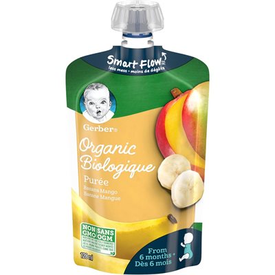GERBER ORG PR BANA MANGO 6M 128.000ML
