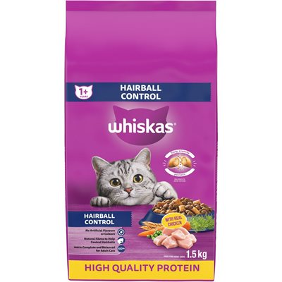 WHISKAS DRY CAT FD HAIRBALL 1.5KG