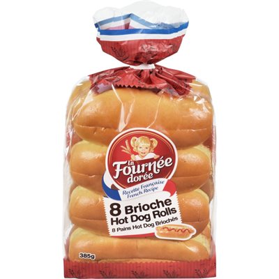 BRIOCHE HOT DOG BUNS 385G