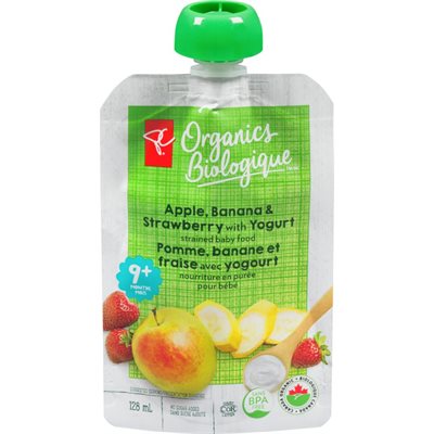 PCO APL STRW BAN YOG POUCH 128.000ML