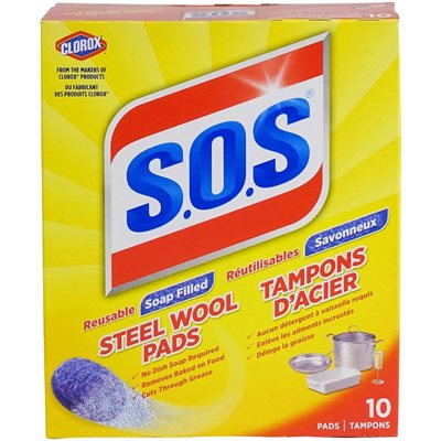 SOS STEEL WOOL SOAP PADS 10EA