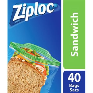 ZIPLOC SANDWICH BAGS 40CT 40EA