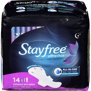 STAYFREE UT OVRNGHT WINGS 14CT 14EA